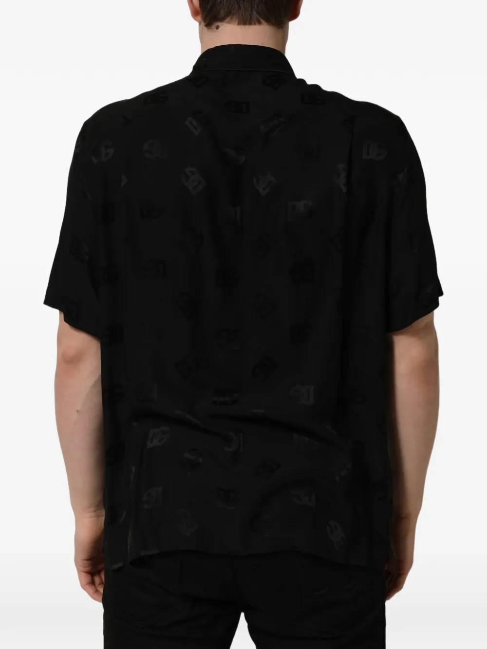 Dolce & Gabbana monogram-pattern short-sleeve shirt Zwart