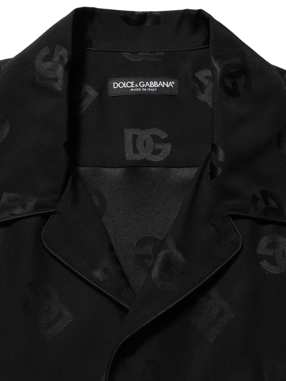 Dolce & Gabbana monogram-pattern short-sleeve shirt Zwart