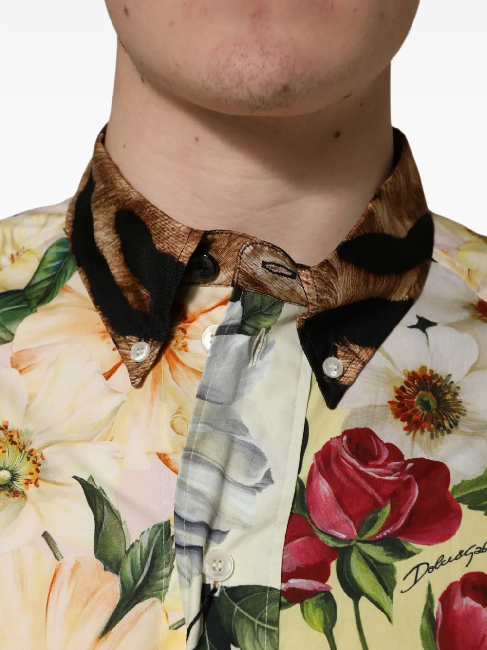 Dolce & Gabbana floral animal-print shirt Beige