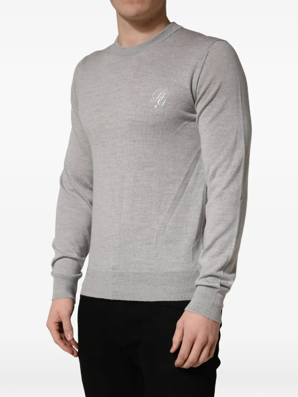 Dolce & Gabbana Trui met geborduurd logo en ronde hals Grijs