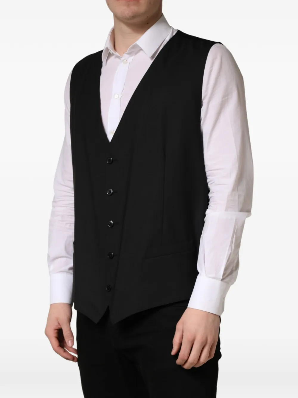 Dolce & Gabbana single-breasted wool waistcoat Zwart