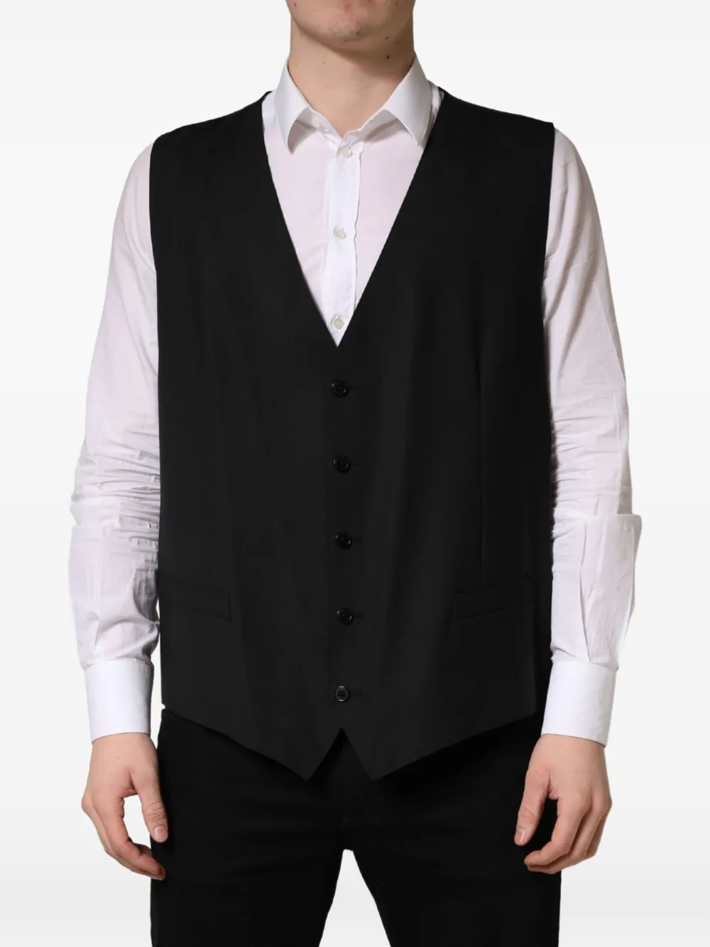 Dolce & Gabbana single-breasted wool waistcoat Zwart