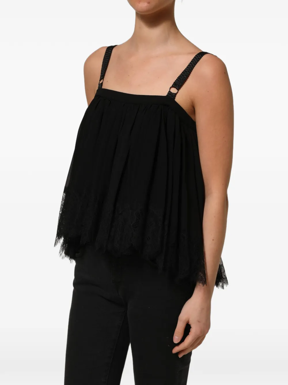 Dolce & Gabbana lace-trimmed sleeveless top Zwart