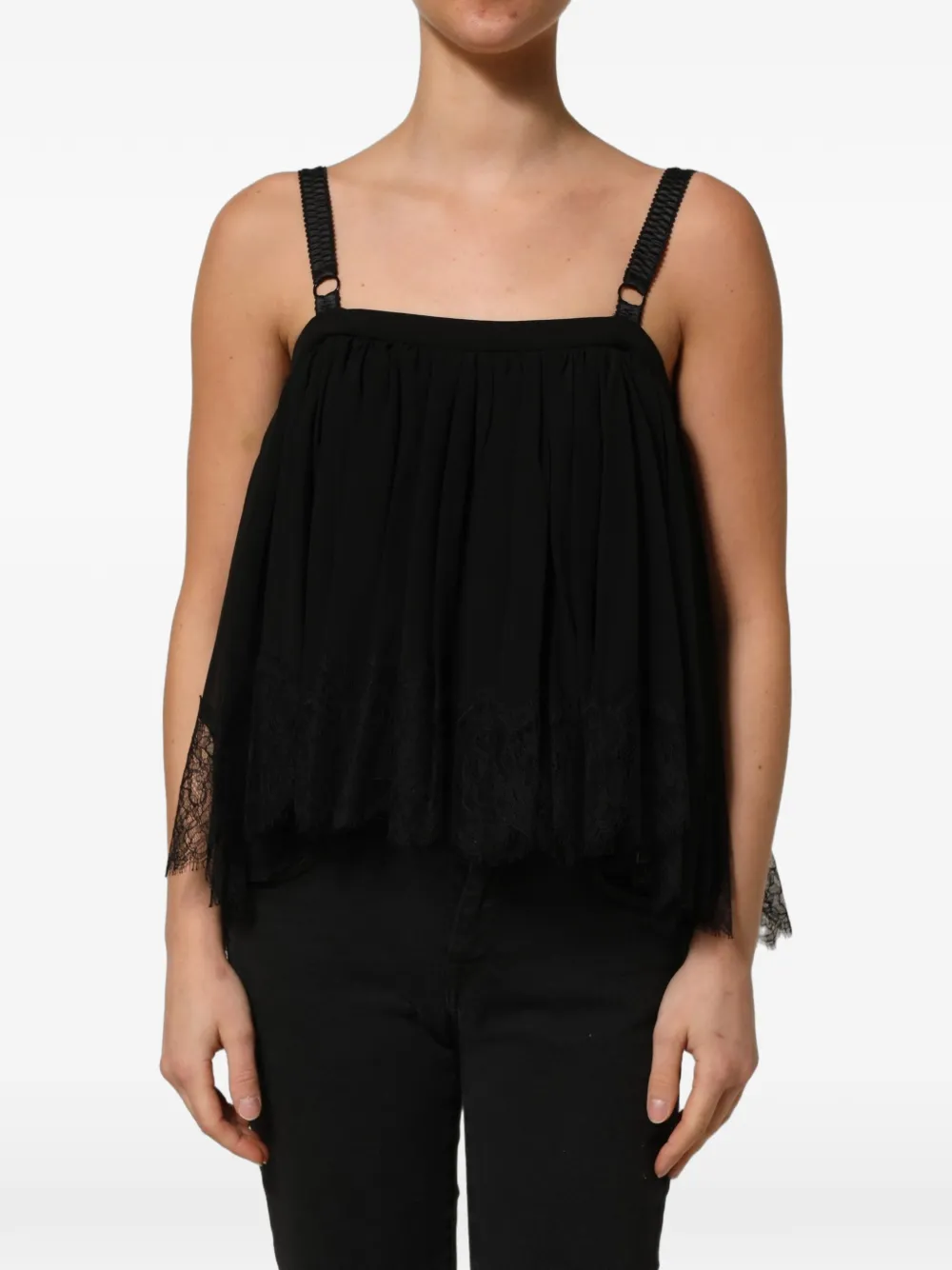 Dolce & Gabbana lace-trimmed sleeveless top Zwart