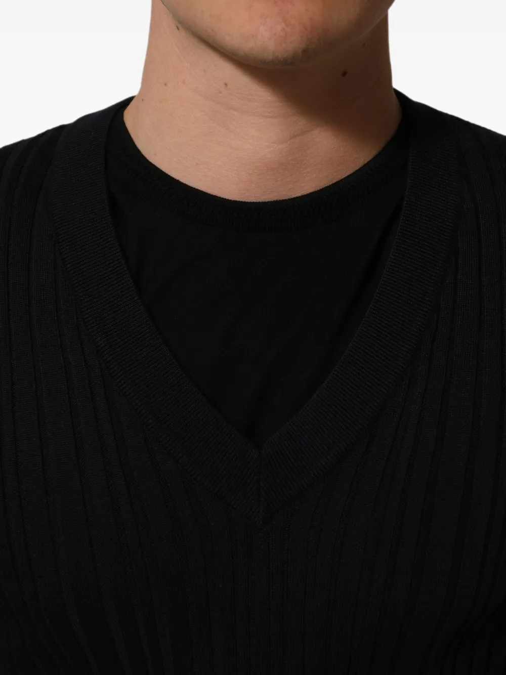 Dolce & Gabbana black silk-blend V-neck pullover sweater Zwart