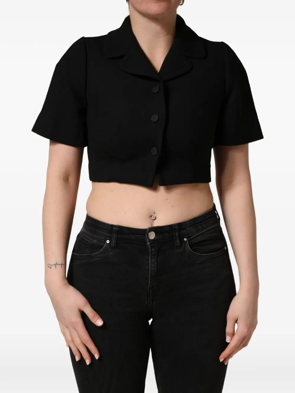 Dolce & Gabbana cropped short-sleeve blouse - Black
