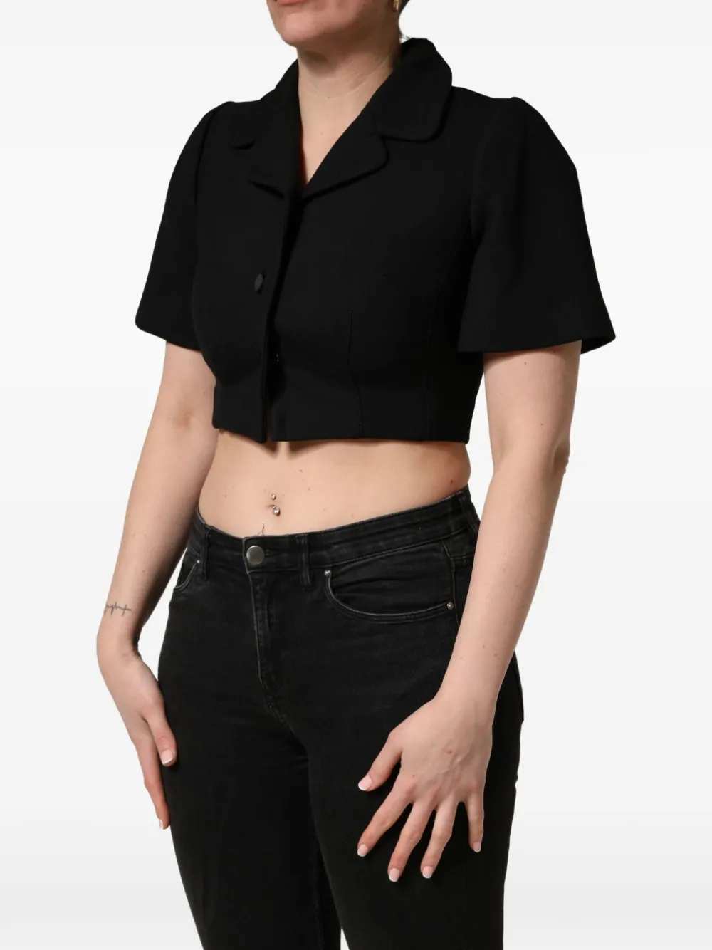 Dolce & Gabbana cropped short-sleeve blouse Zwart