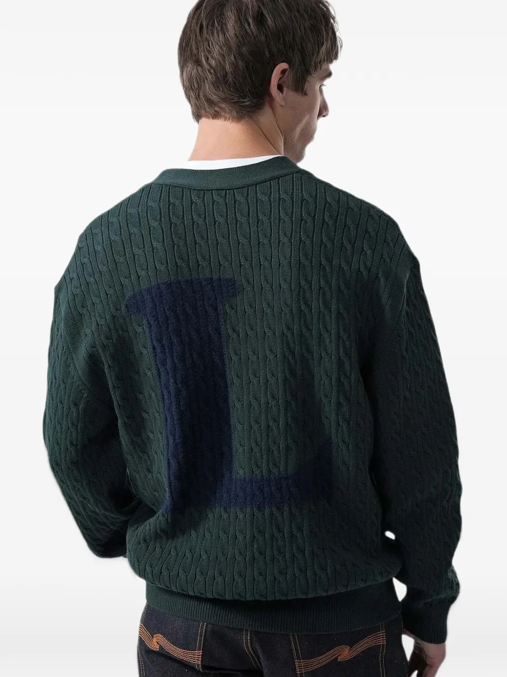 Lacoste Kabelgebreid vest met logopatch Groen