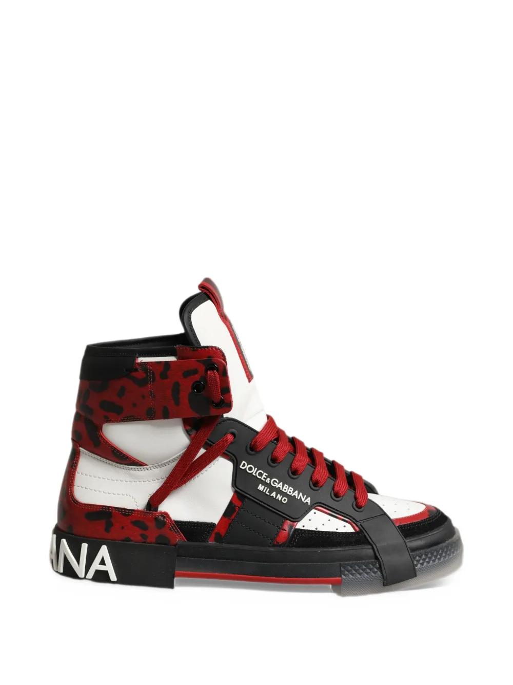 Dolce & Gabbana leopard-print high-top sneakers - White