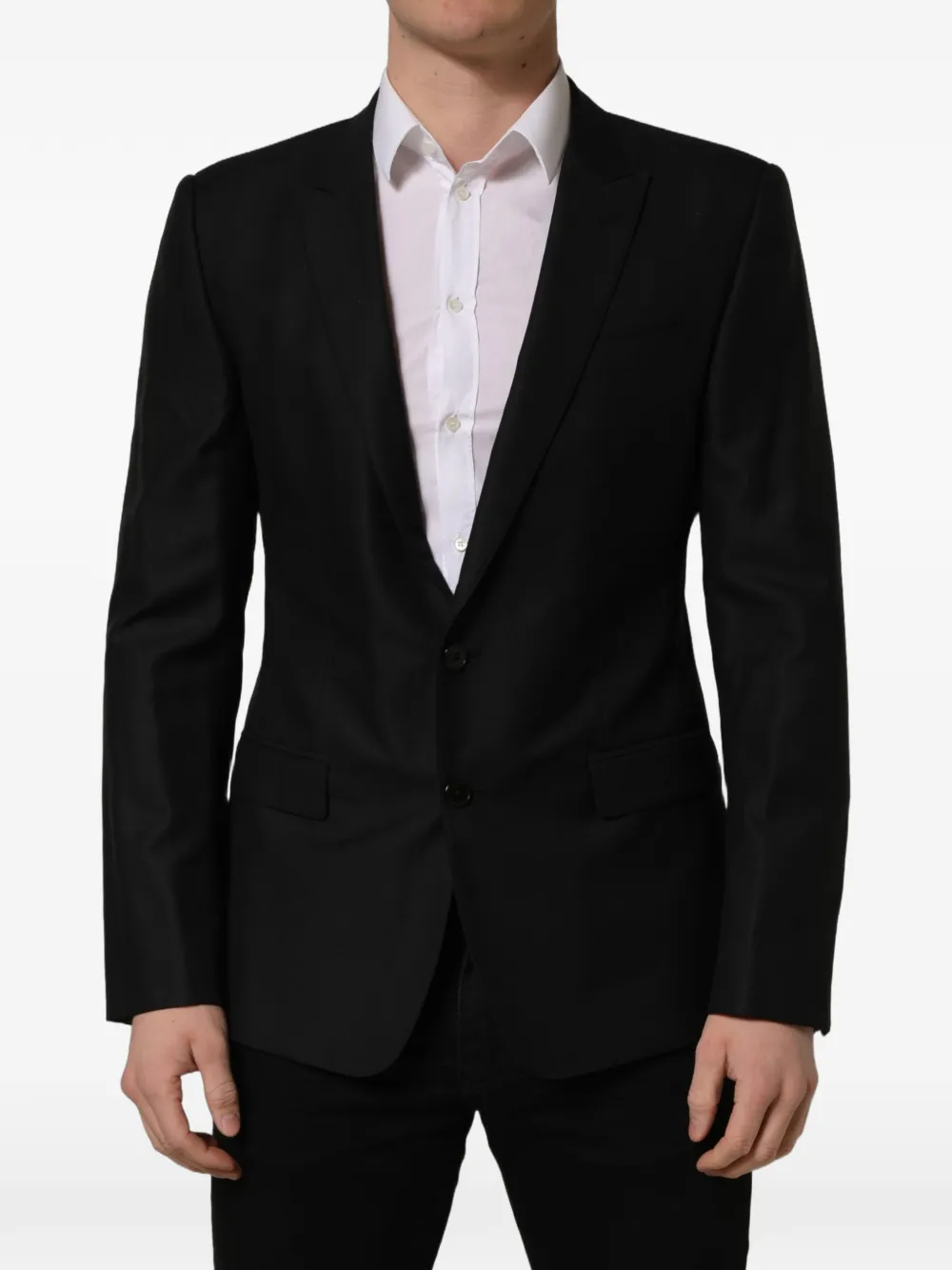 Dolce & Gabbana single-breasted peak-lapel blazer Zwart