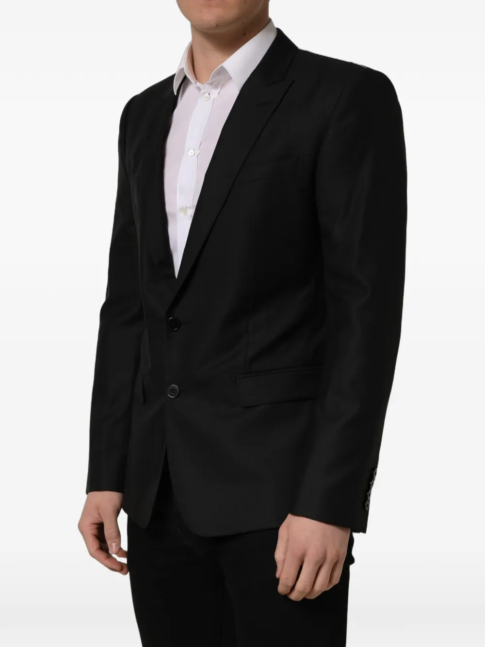 Dolce & Gabbana single-breasted peak-lapel blazer Zwart