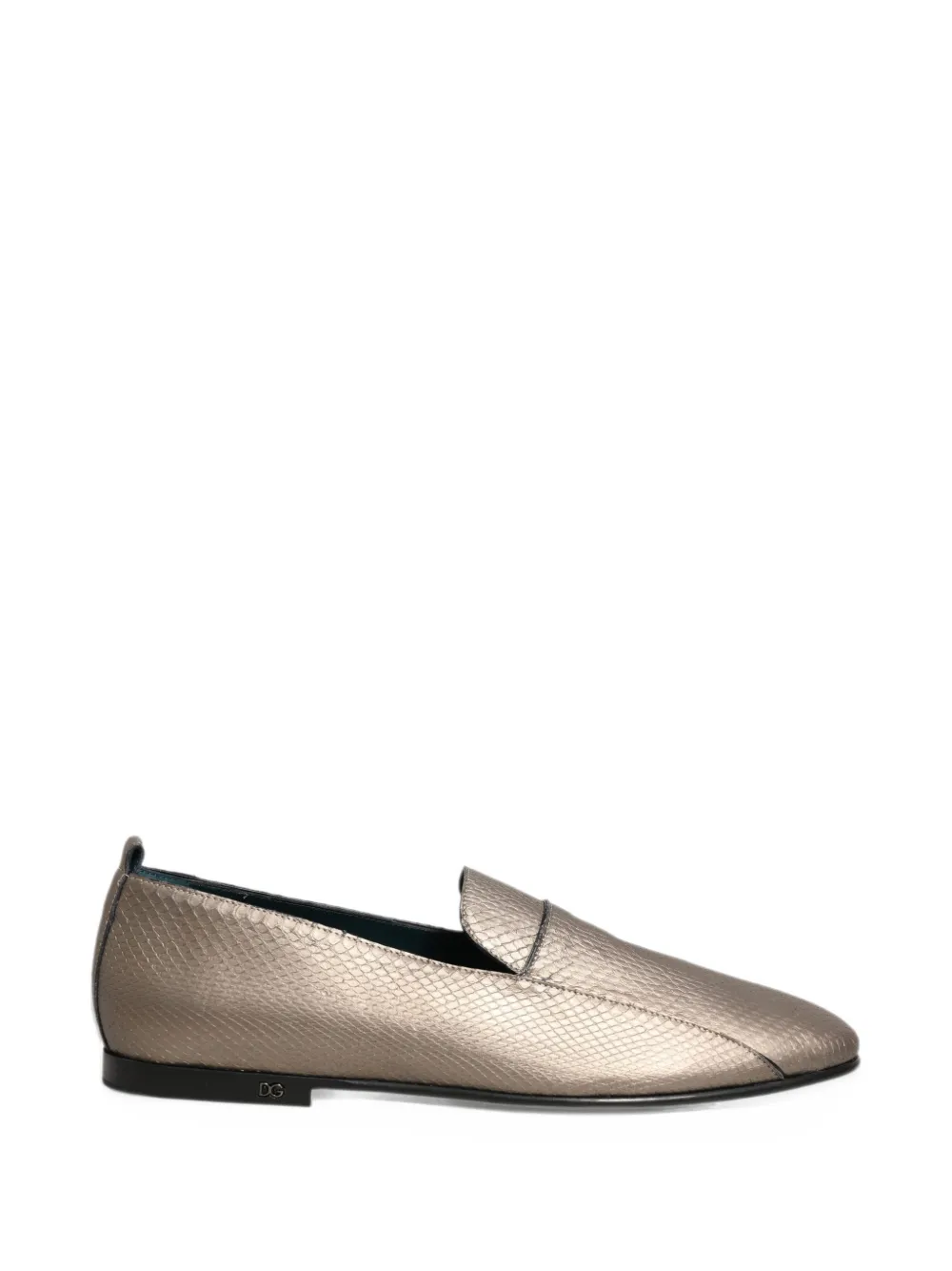 Dolce & Gabbana snakeskin-effect leather loafers - Argento