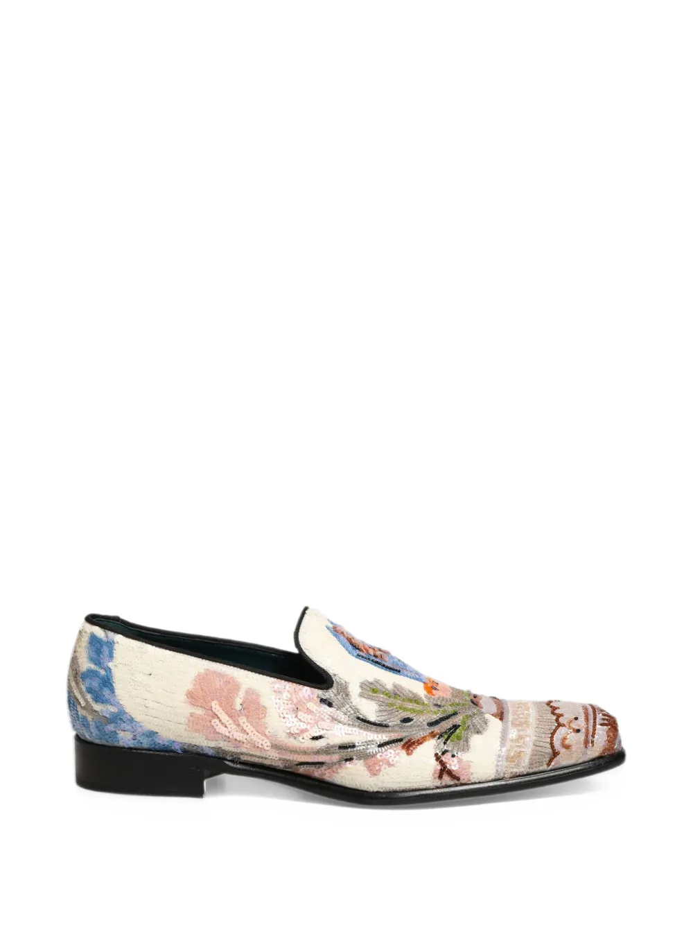Dolce & Gabbana multicolor sequin-embroidered loafers - Bianco