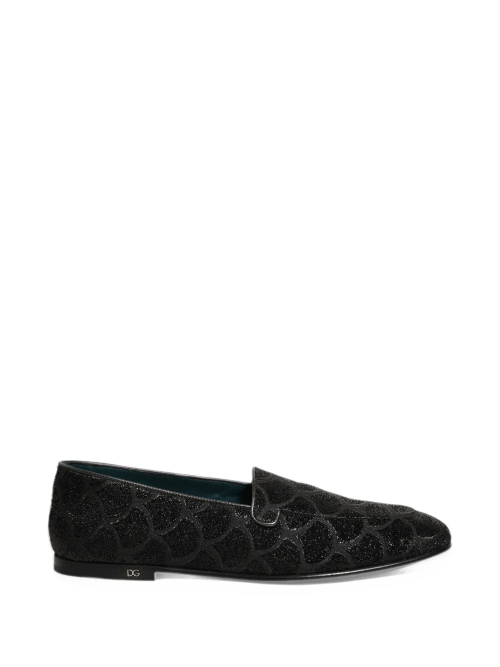 Dolce & Gabbana black glitter brocade loafers - Nero