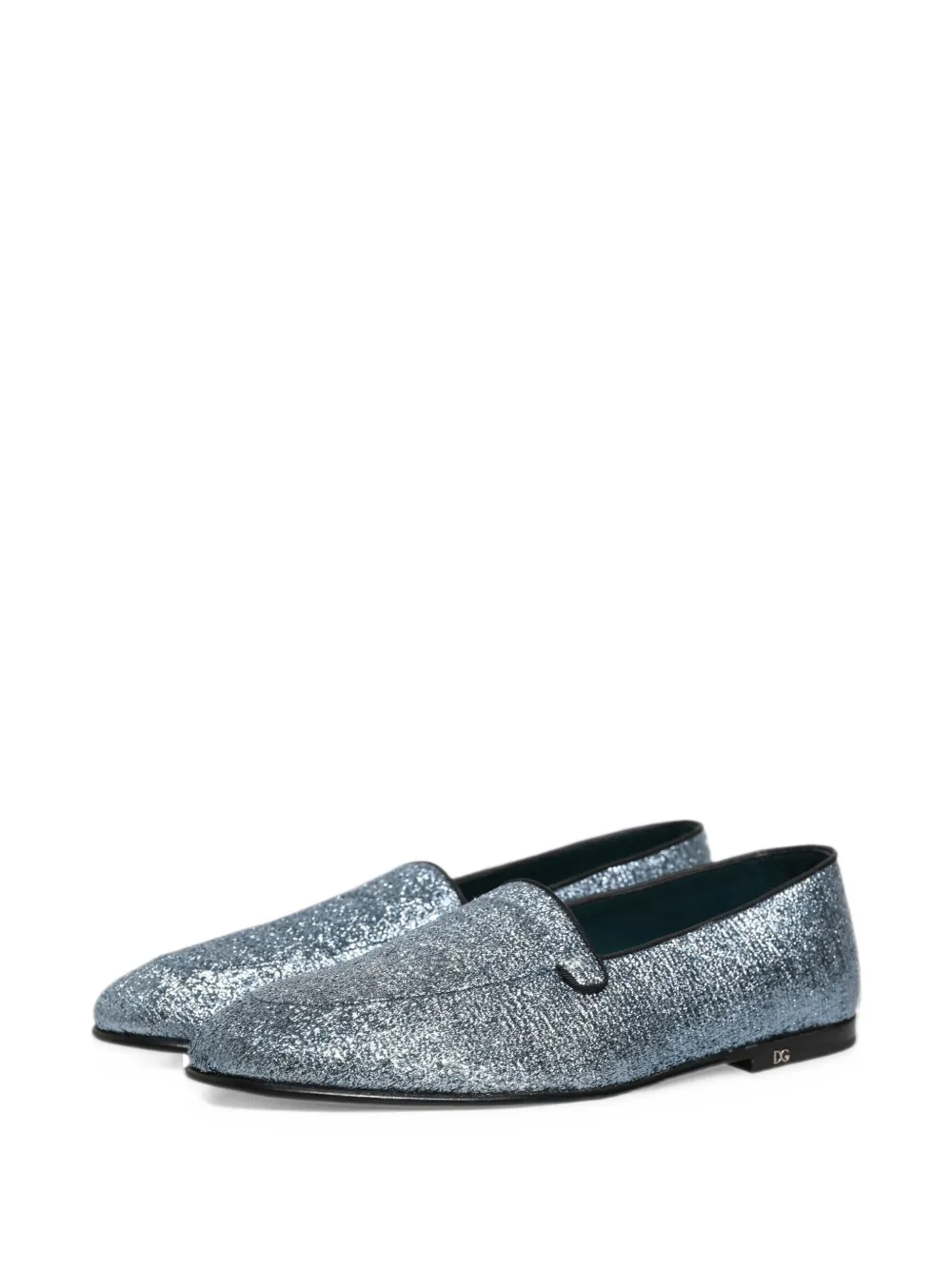Dolce & Gabbana glitter-effect DG logo loafers - Blu