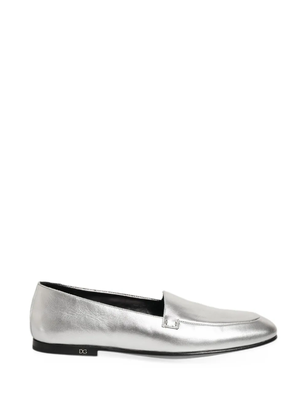Dolce & Gabbana silver-leather DG-logo slip-on loafers - Argento