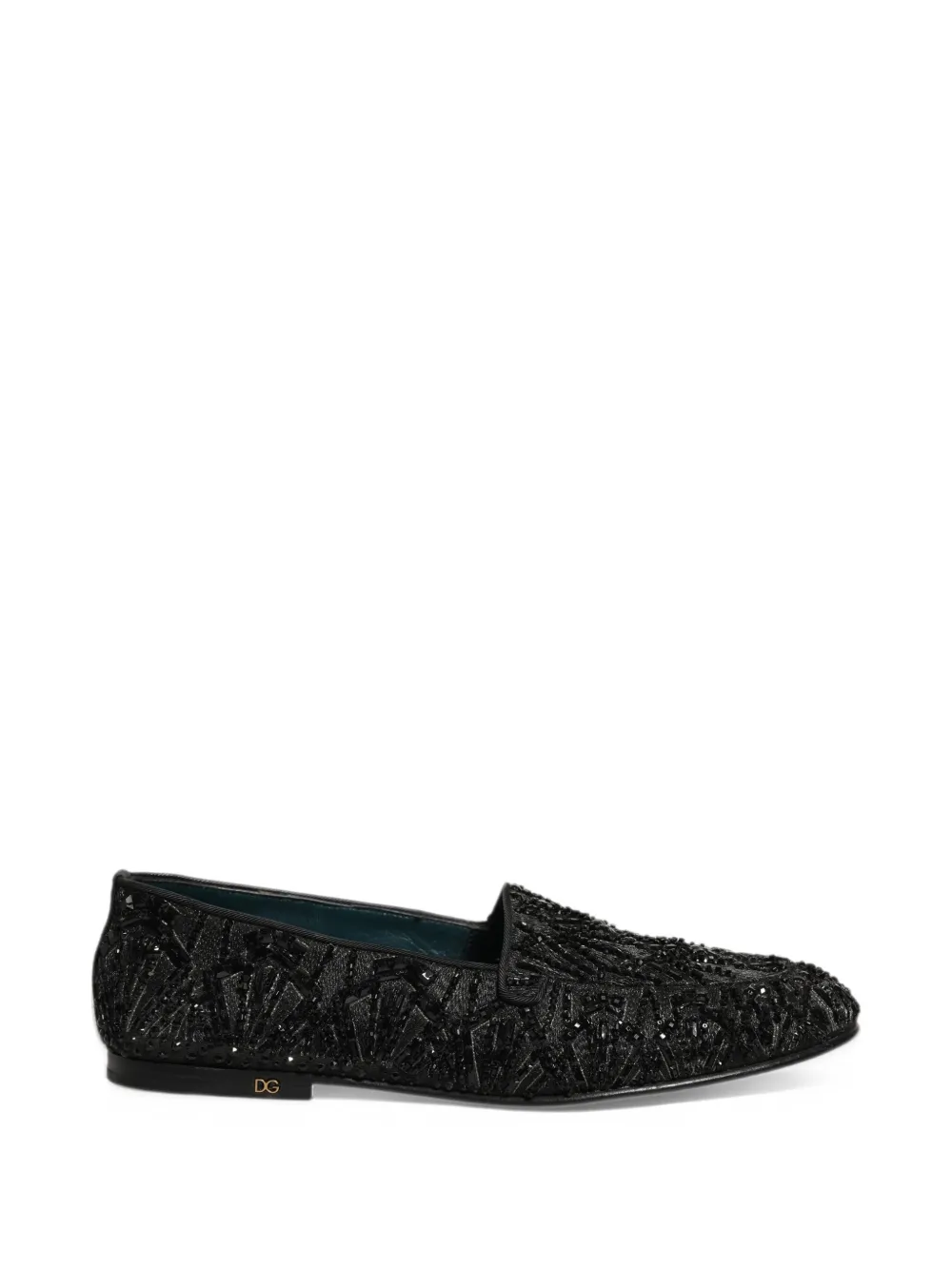 Dolce & Gabbana bead-embellished velvet loafers - Nero