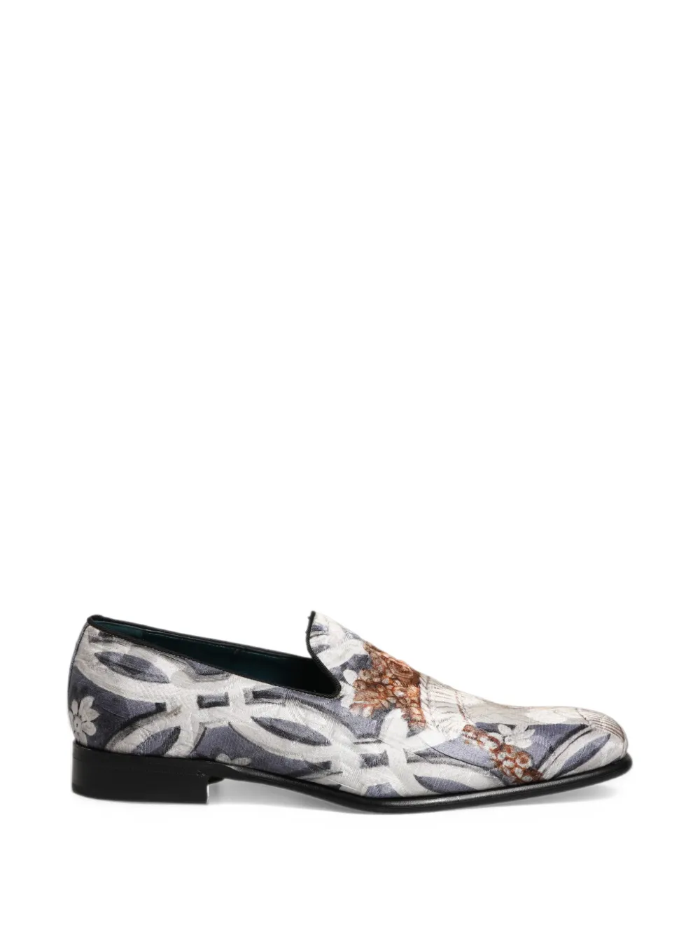 Dolce & Gabbana floral-tapestry embroidered loafers - Grigio