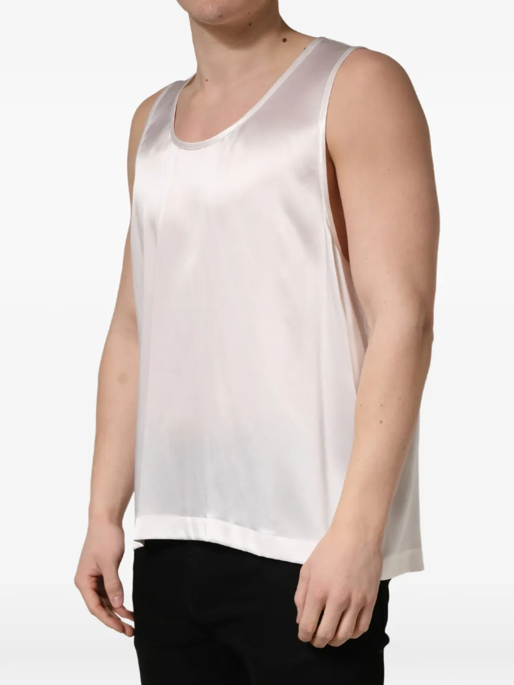 Dolce & Gabbana satin-finish sleeveless tank top Beige