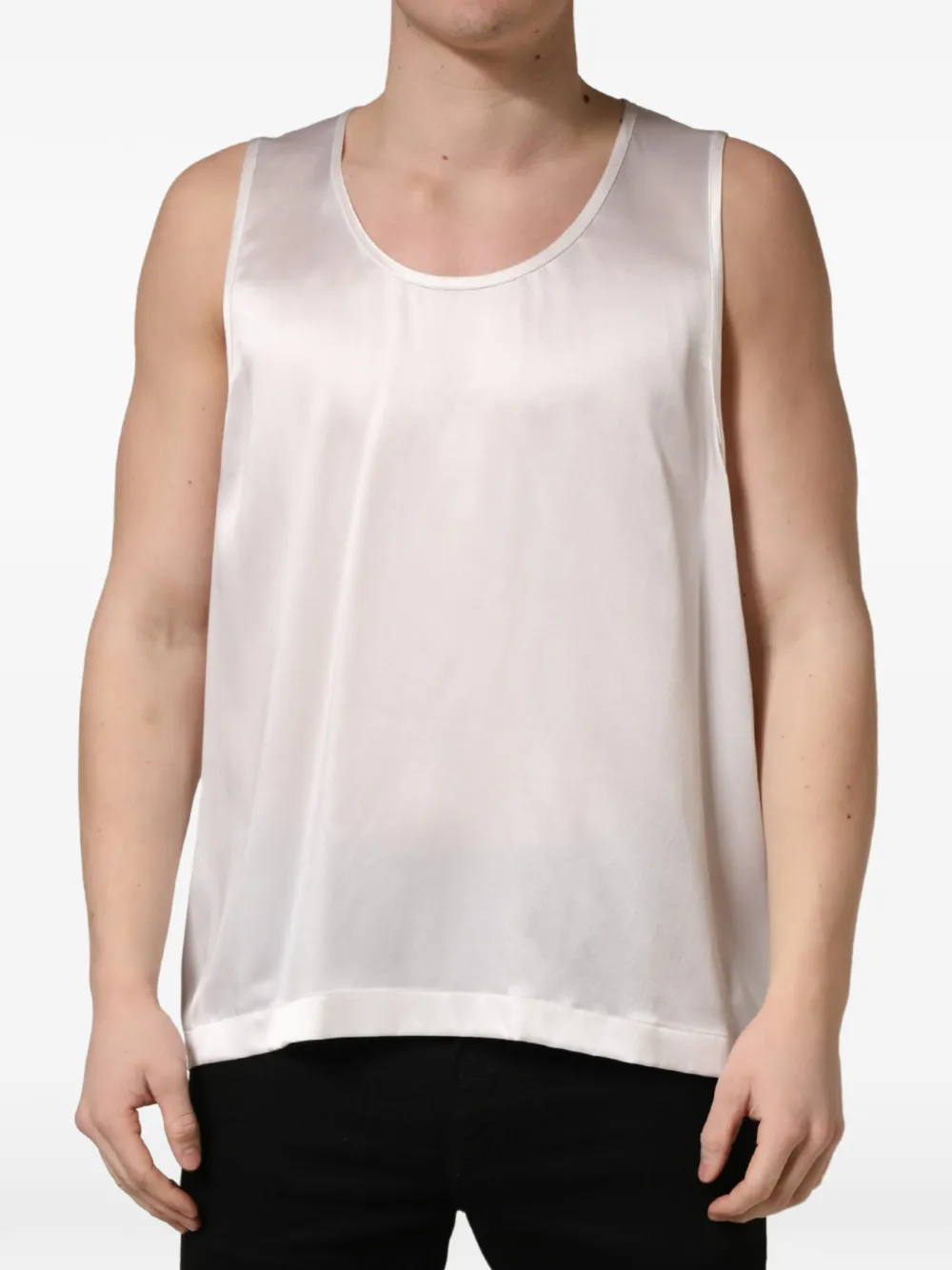 Dolce & Gabbana satin-finish sleeveless tank top Beige