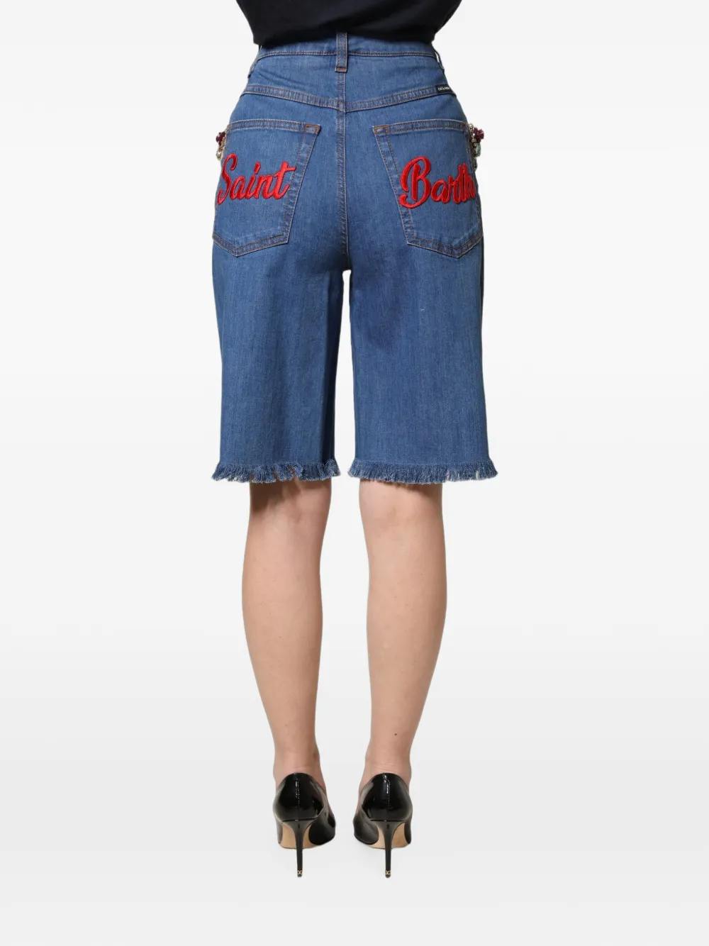 Dolce & Gabbana embellished frayed-hem shorts Blauw