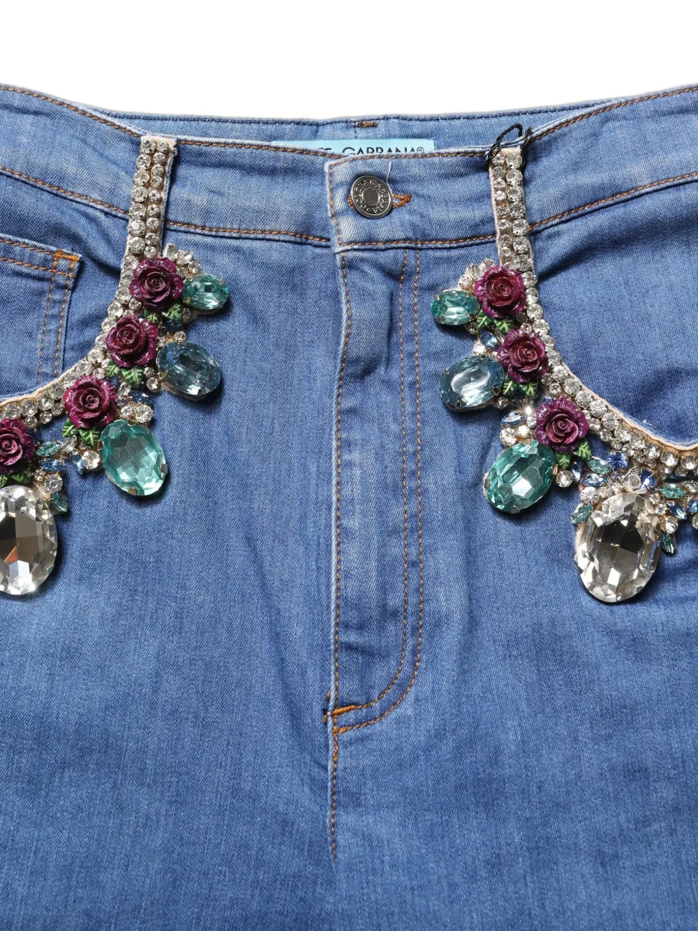 Dolce & Gabbana embellished frayed-hem shorts Blauw