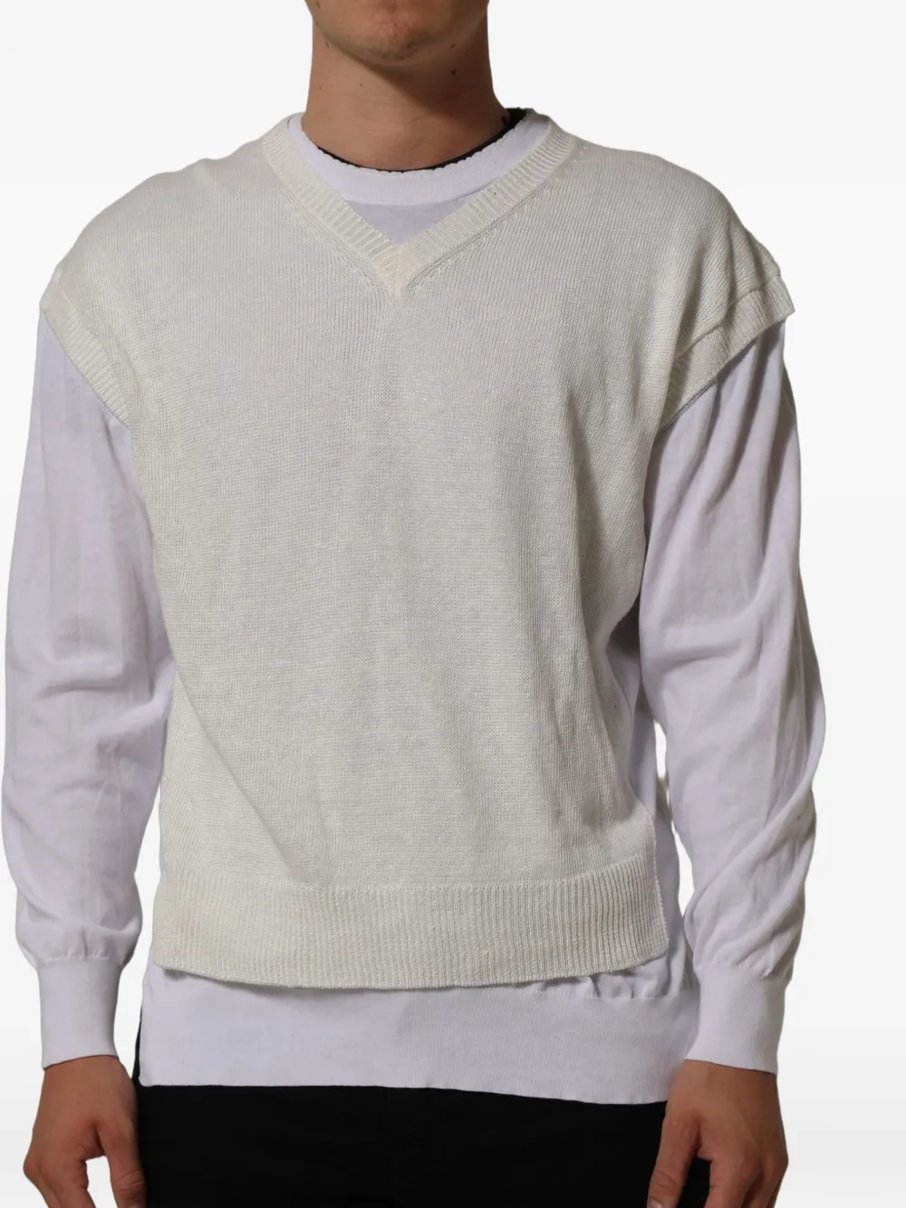 Dolce & Gabbana layered-design V-neck sweater Wit