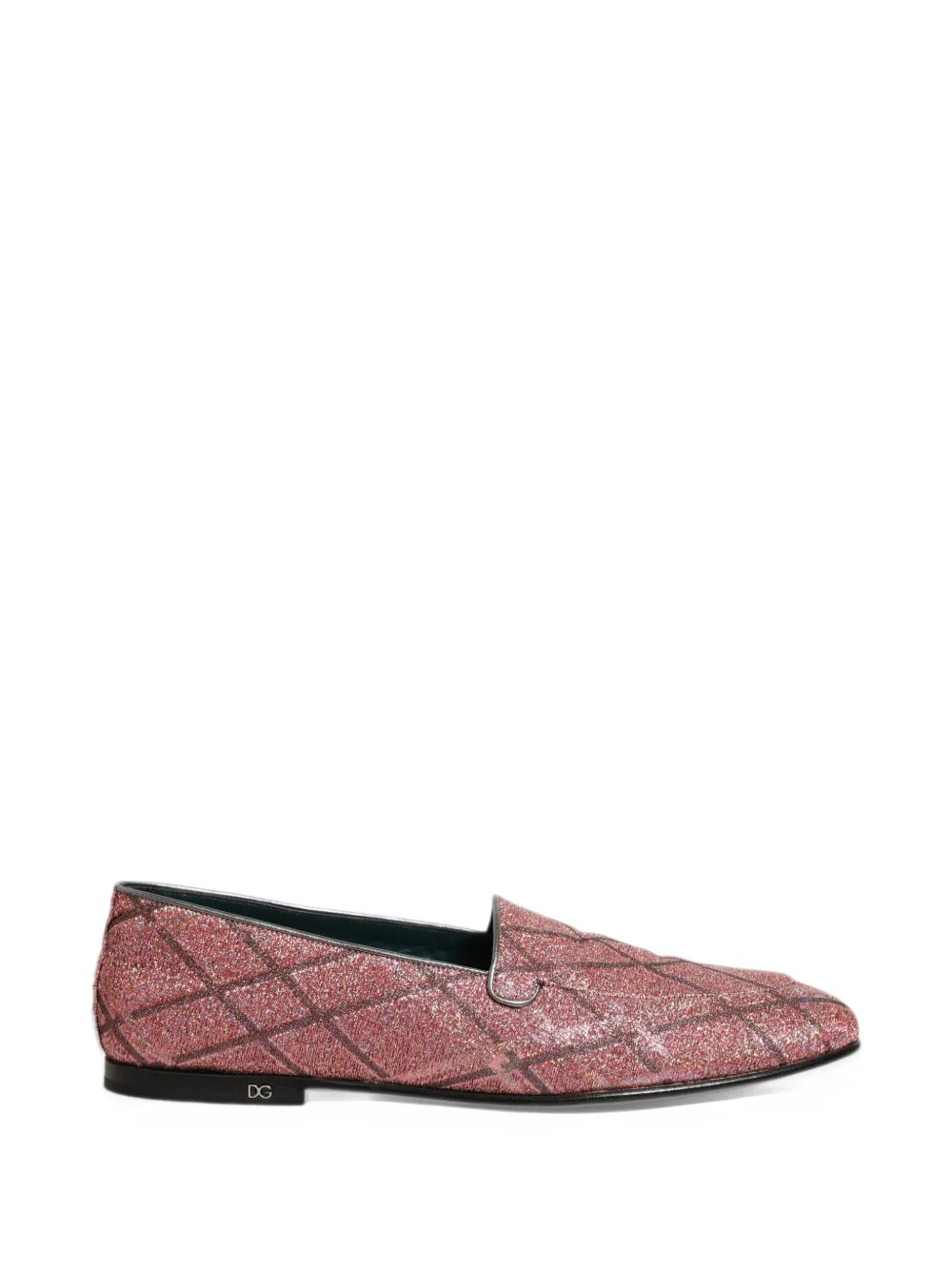 Dolce & Gabbana glitter-effect checked loafers - Pink