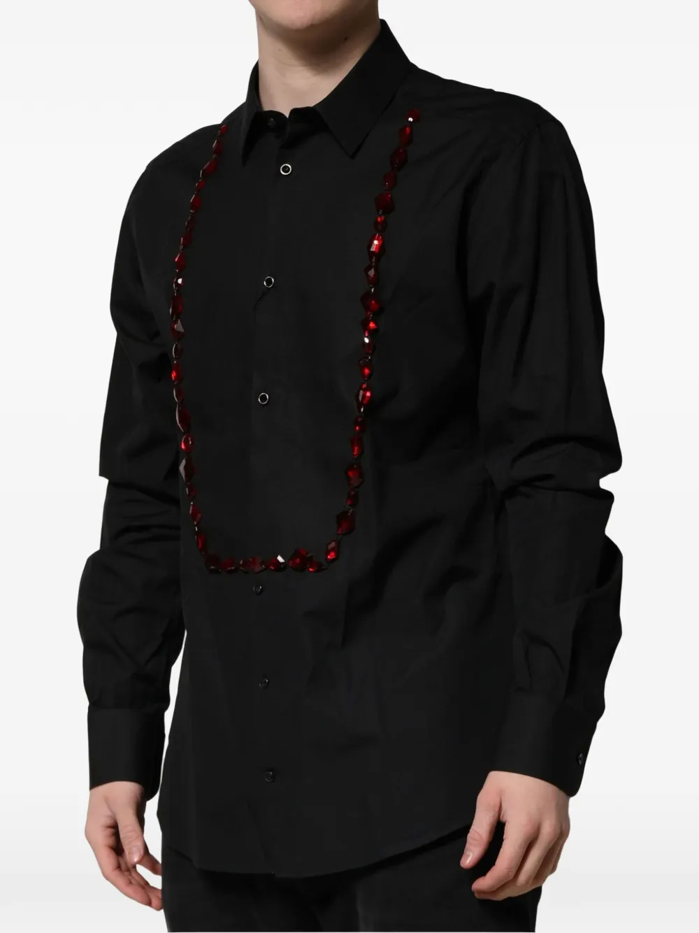 Dolce & Gabbana Gold crystal-embellished shirt Zwart