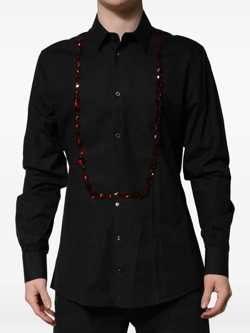 Dolce & Gabbana Gold crystal-embellished shirt - Black