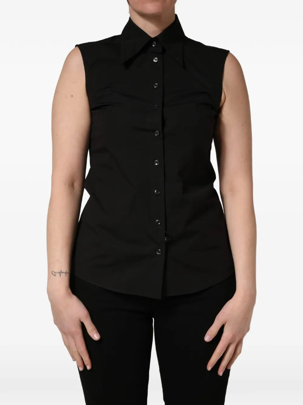 Dolce & Gabbana sleeveless collared blouse - Black