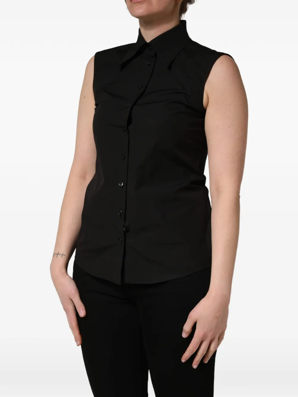 Dolce & Gabbana sleeveless collared blouse Zwart
