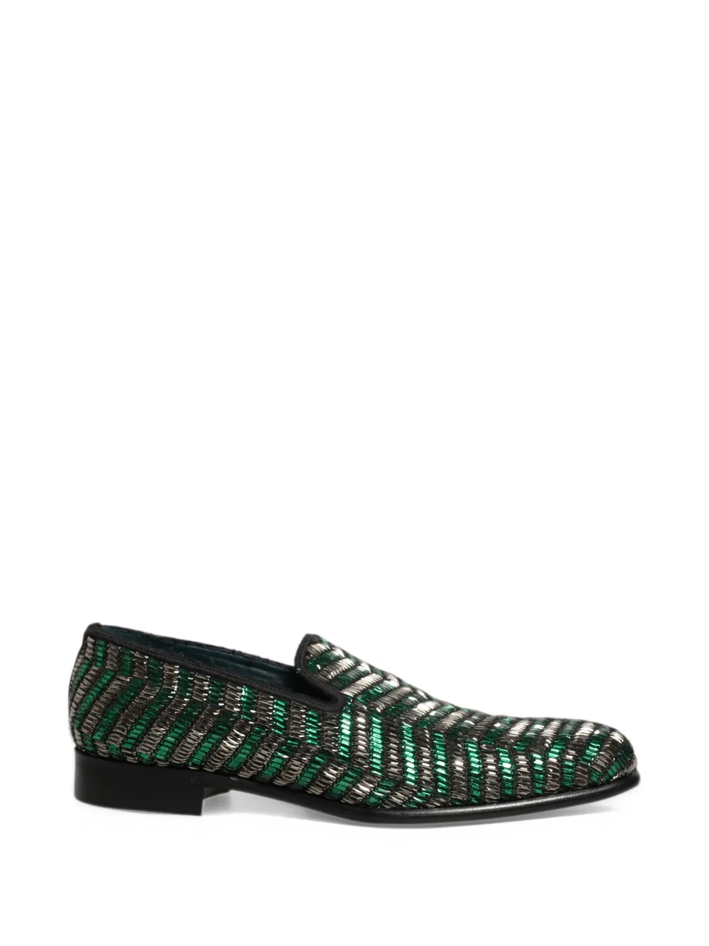 Dolce & Gabbana embellished chevron-pattern loafers - Verde