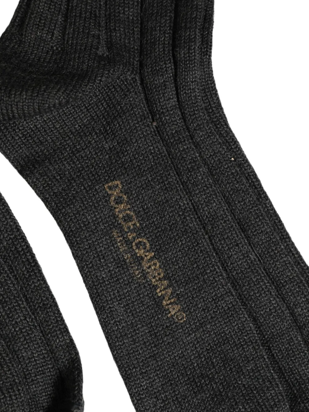 Dolce & Gabbana Ribgebreide sokken met logo Grijs