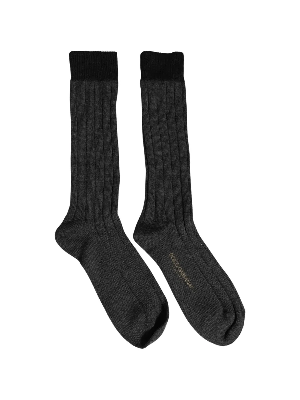 Dolce & Gabbana Ribgebreide sokken met logo Grijs