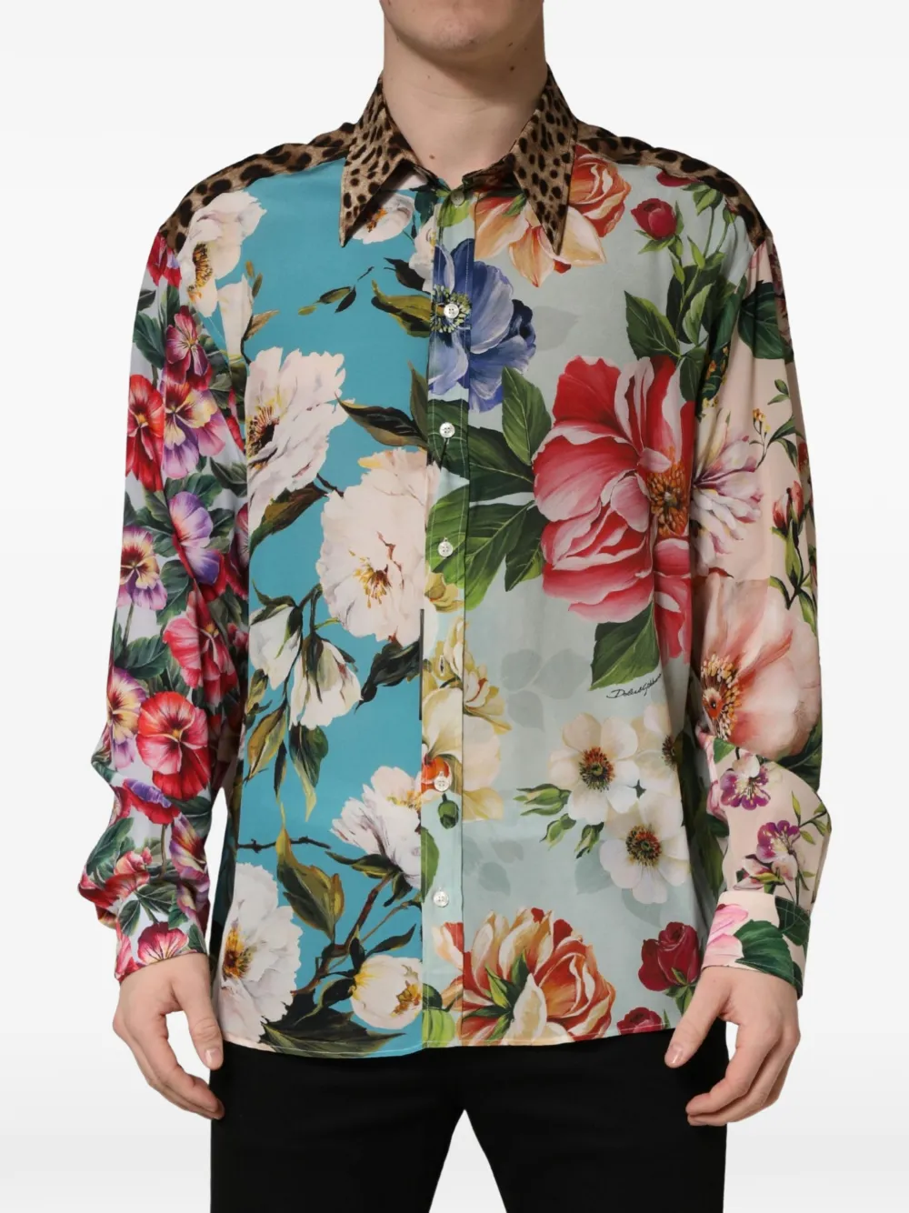 Dolce & Gabbana floral leopard-print shirt - Blue