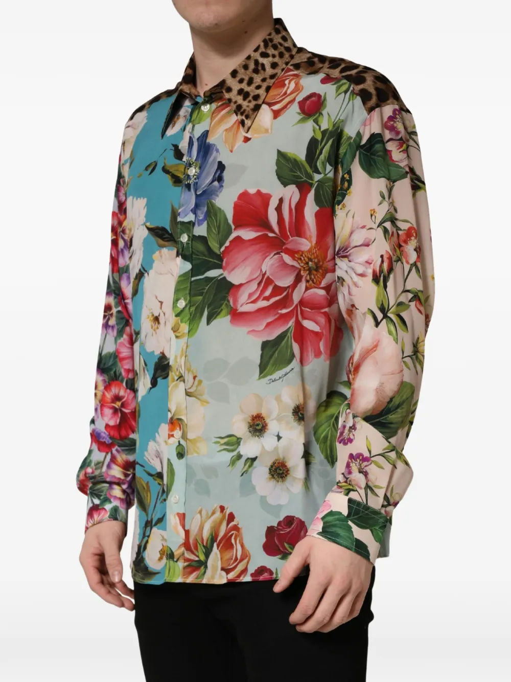 Dolce & Gabbana floral leopard-print shirt Blauw