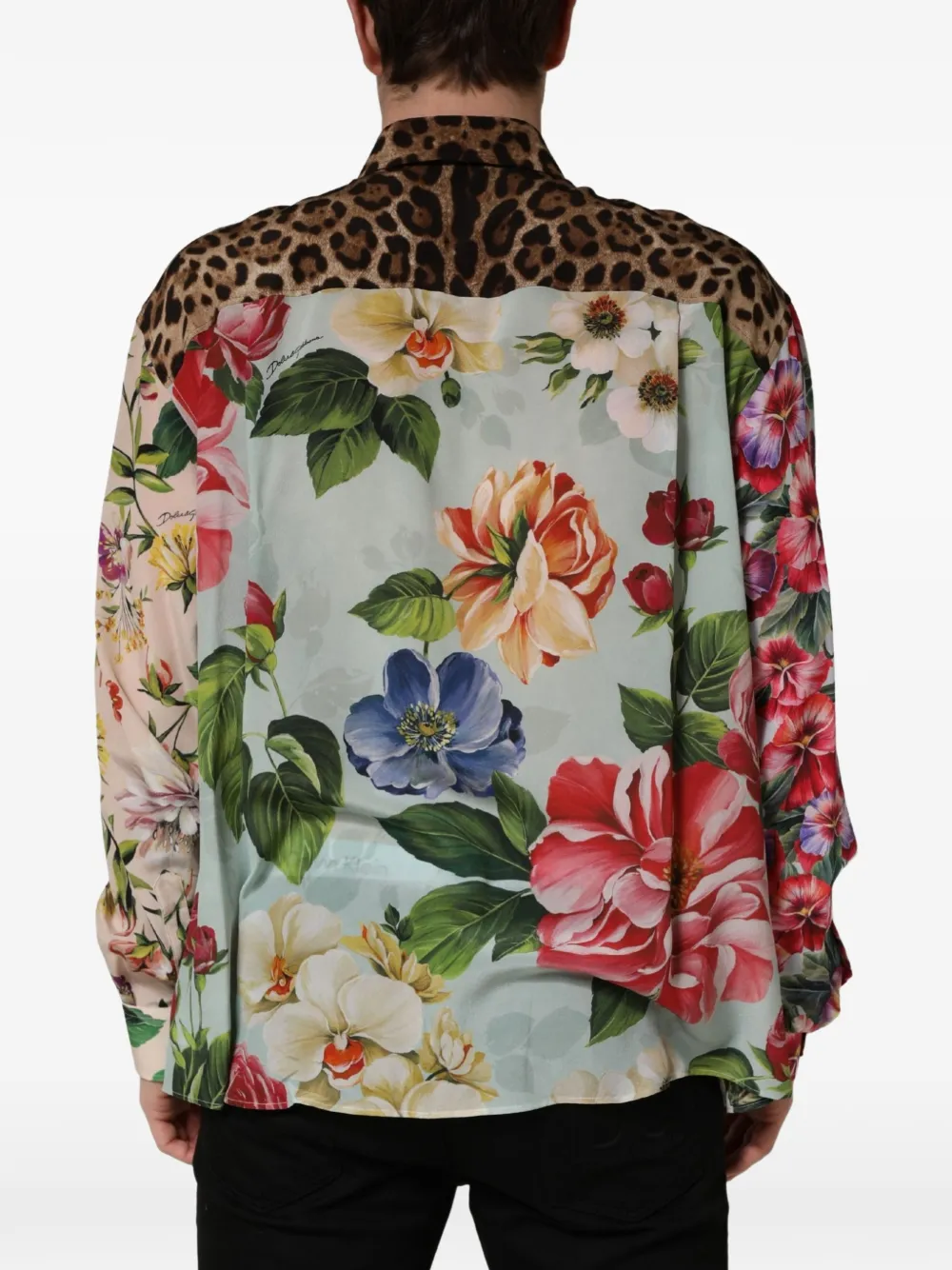 Dolce & Gabbana floral leopard-print shirt Blauw