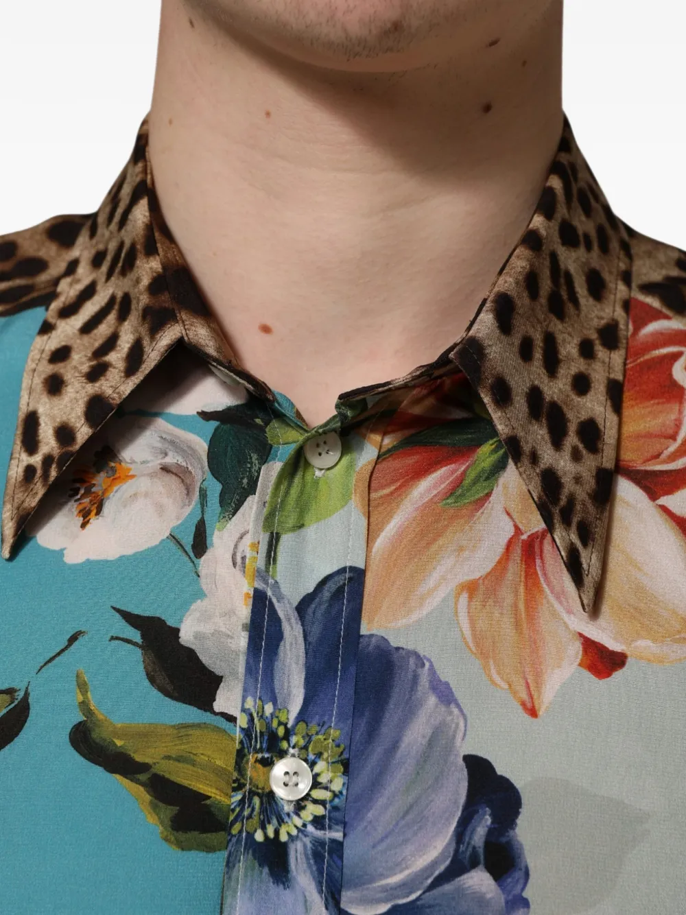 Dolce & Gabbana floral leopard-print shirt Blauw