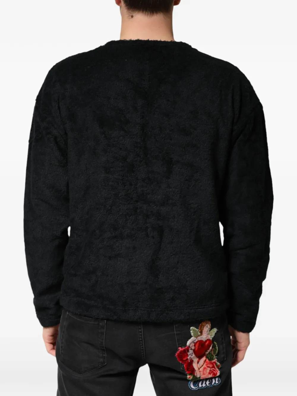 Dolce & Gabbana V-neck logo-plaque sweatshirt Zwart