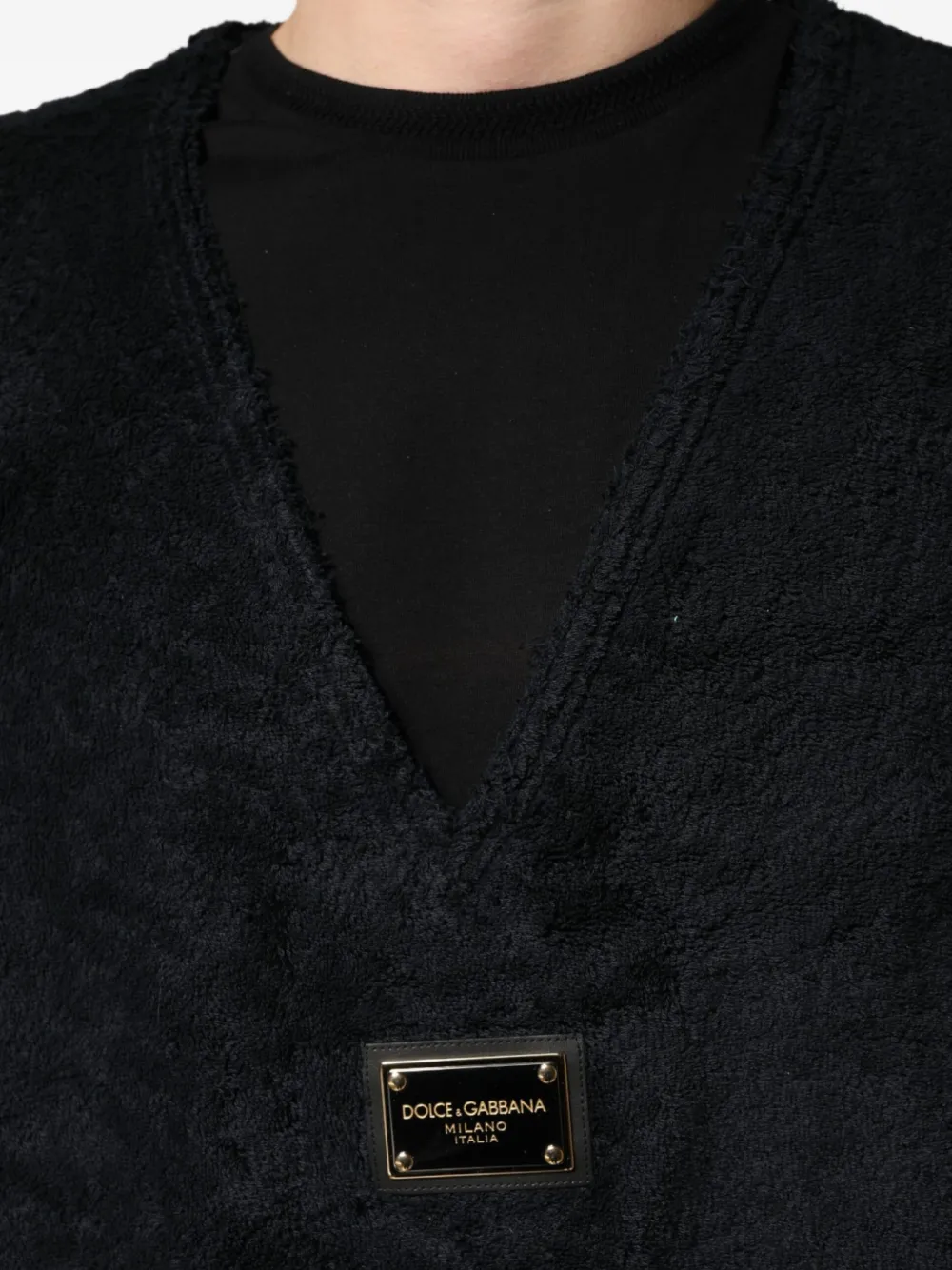 Dolce & Gabbana V-neck logo-plaque sweatshirt Zwart