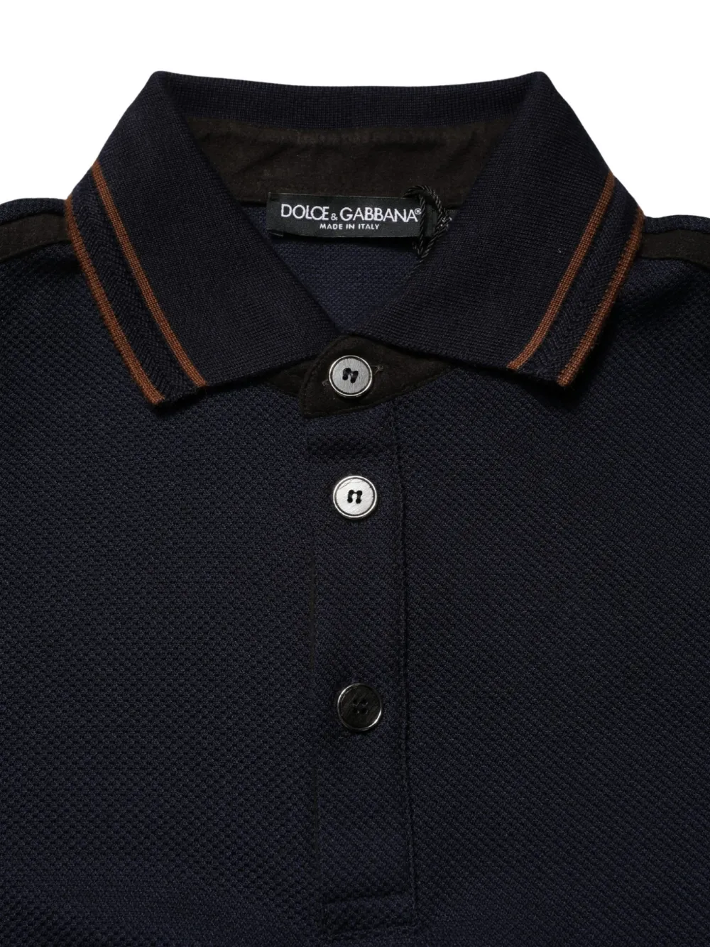 Dolce & Gabbana dark-blue silk short-sleeve polo T-shirt Blauw