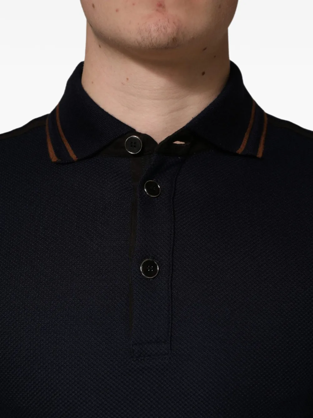 Dolce & Gabbana dark-blue silk short-sleeve polo T-shirt Blauw
