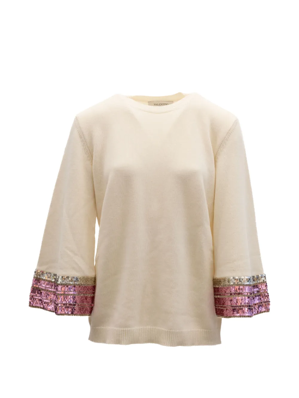 Valentino Garavani sequin-embellished flared-sleeve sweater Beige