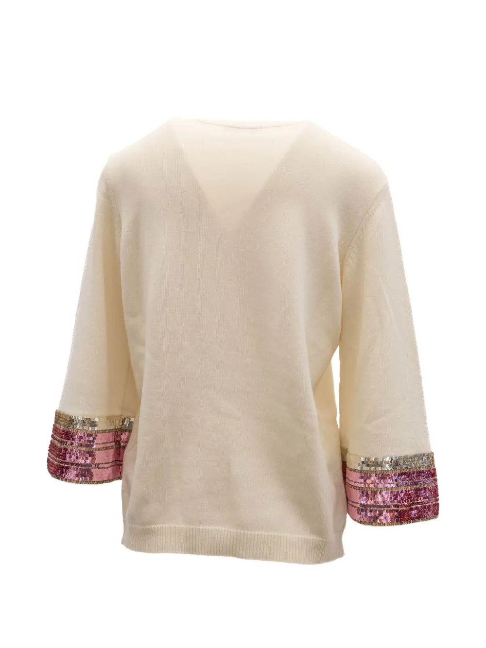 Valentino Garavani sequin-embellished flared-sleeve sweater Beige
