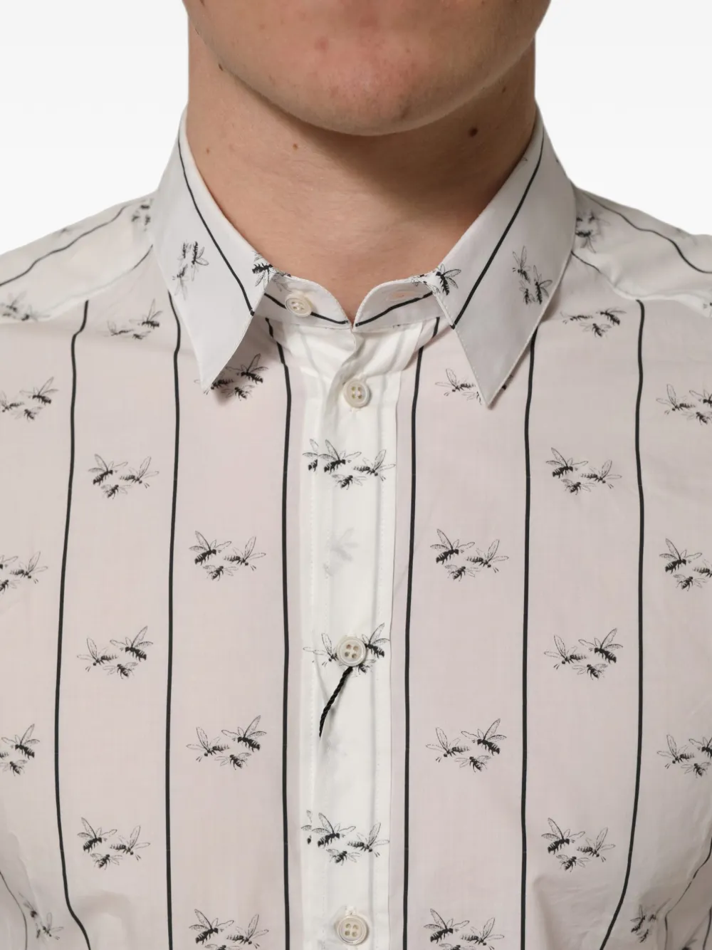 Dolce & Gabbana Bee-print Gold overhemd Wit