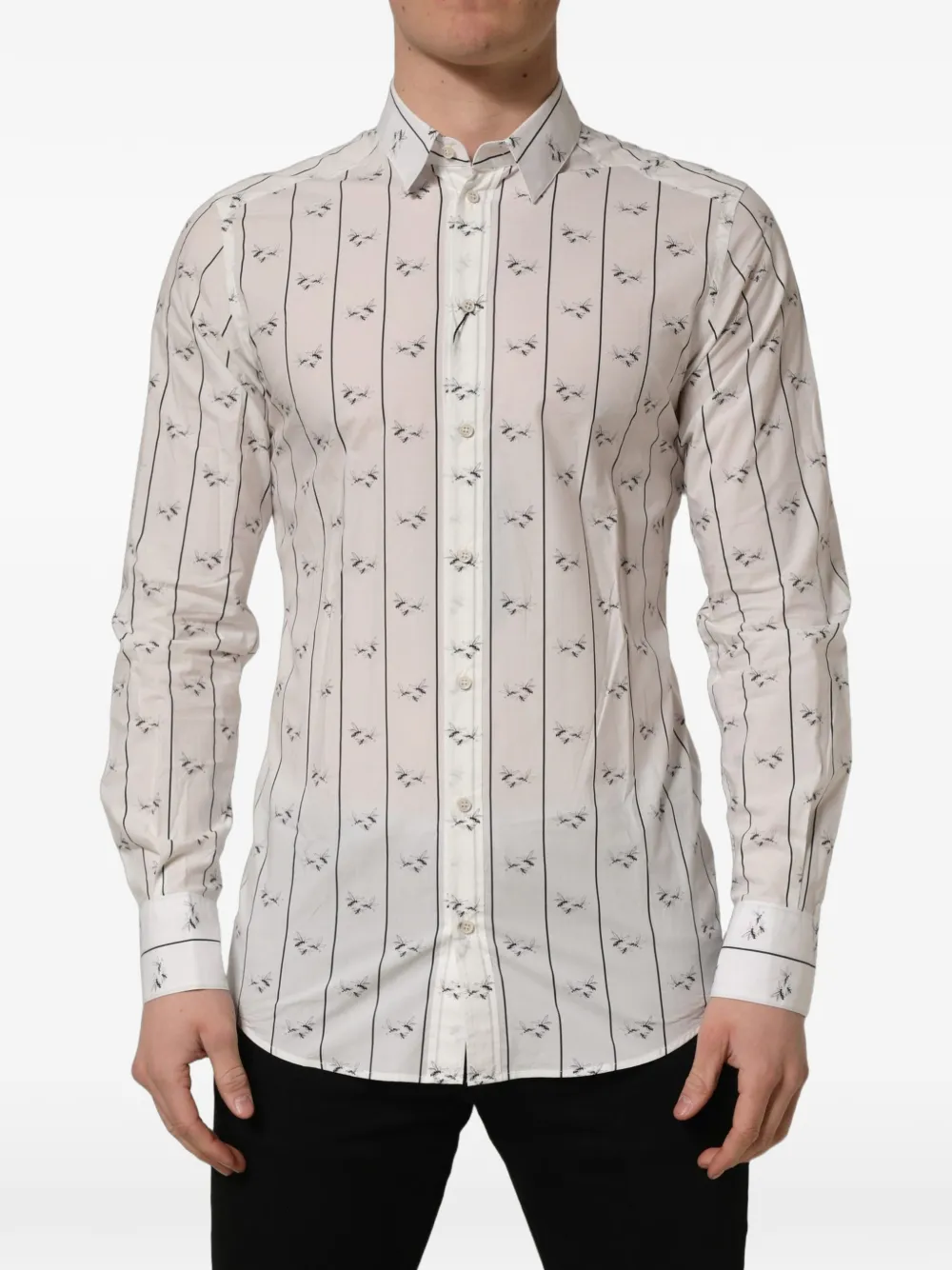 Dolce & Gabbana Bee-print Gold overhemd Wit