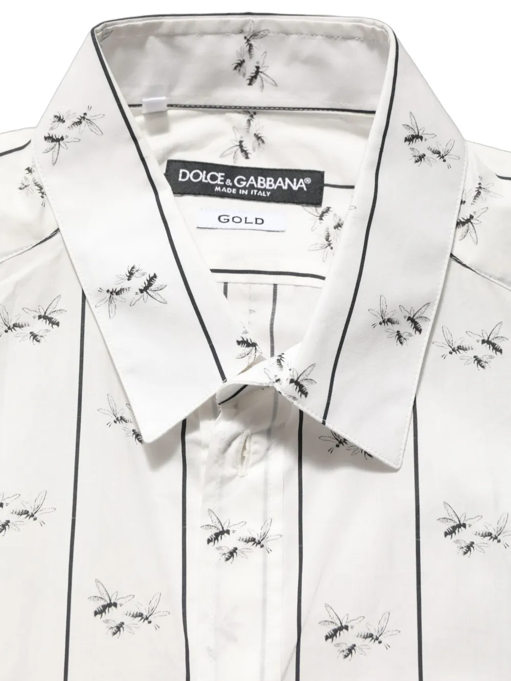 Dolce & Gabbana Bee-print Gold overhemd Wit
