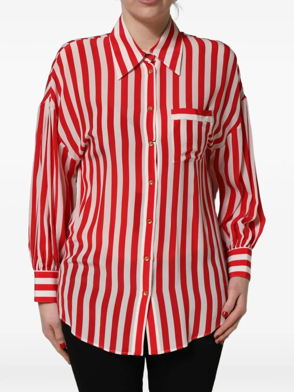Dolce & Gabbana striped long-sleeve shirt Wit