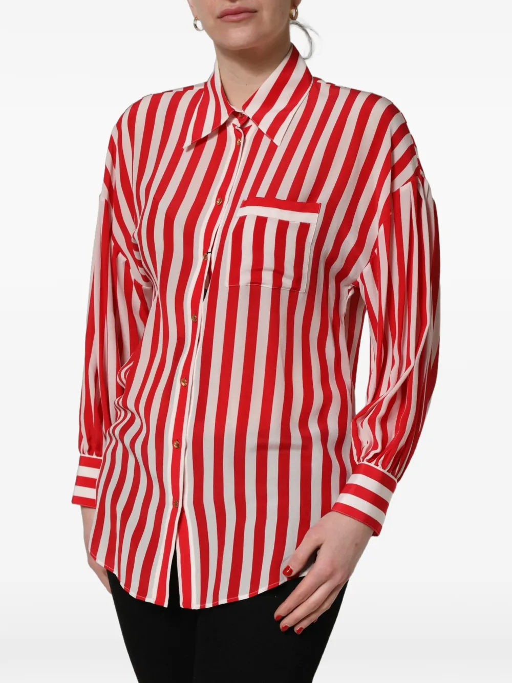 Dolce & Gabbana striped long-sleeve shirt Wit